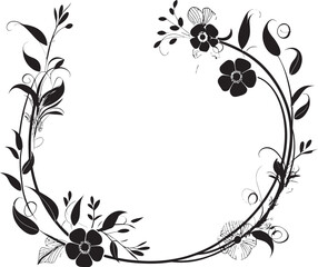 Romantic Botanicals Black Vector Design Floral Serenade Wedding Couple Emblem