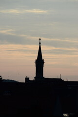 Obraz premium sunset over the church