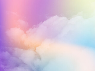 beauty sweet pastel purple and orange colorful with fluffy clouds on sky. multi color rainbow image. abstract fantasy growing light