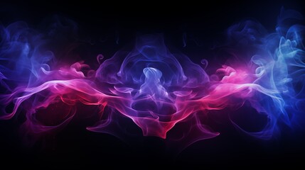 Fototapeta premium Colorful rainbow smoke banner on dark background. Soft magical glow abstract scene. 