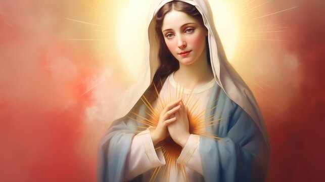 Saint Mary portrait holy bright sacred heart 