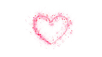 png red heart glowing and shiny particles , love and valentines day design element on transparent background	