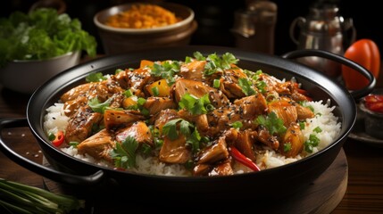 Claypot chicken rice. Food photography