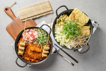 Flying Fish Roe Rice Ball food, meal, table, vegetable, meat, fish, cuisine, Fried shrimp, Beef pork belly rice cake, pork cutlet, fish cake, fish cake, cheese