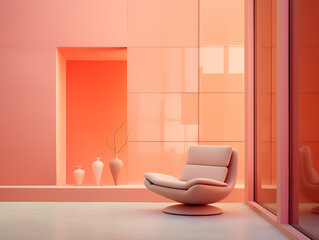 Fototapeta na wymiar Modern interior detail in peach fuzz color 
