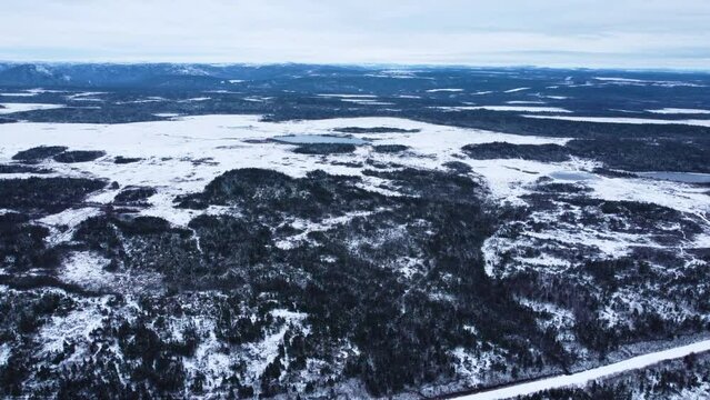 Snowy Newfoundland Aerial