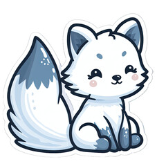 Generative AI Cute Little Wolf Sticker, cute little snow wolf sticker, little wolf stickers, adorable polar wolf stickers, funny wolf stickers, cute little white wolf stickers, baby wolf sticker