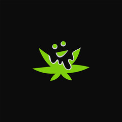 Cannabis Leaf with Ghost sign creative logo design template