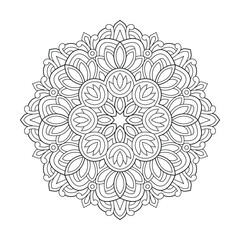 Flower Floral Mandala Design coloring book page vector file