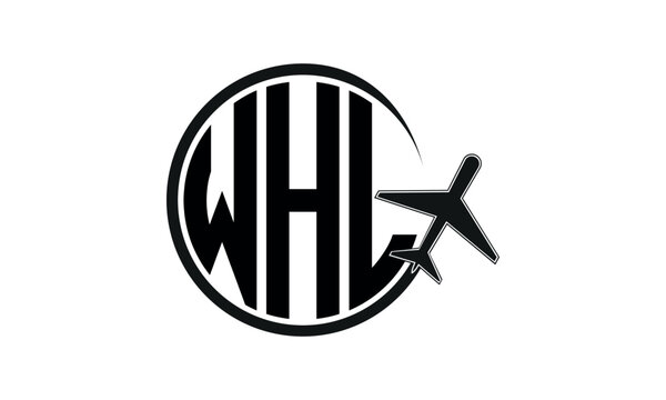 WHL three initial letter circle tour & travel agency logo design vector template. hajj umrah agency, abstract, wordmark, business, monogram, minimalist, brand, company, flat, tourism agency, tourist