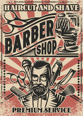 Hairdresser shop poster template. Design element forfor advertising flyer design. Vector illustration