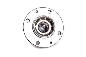 The new hub of the passenger car wheel. Metal products on a white background. Citroen