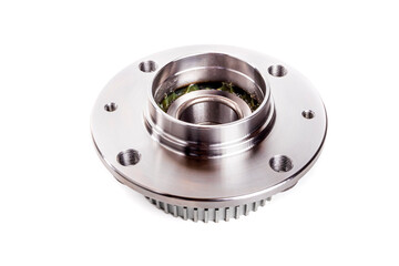 The new hub of the passenger car wheel. Metal products on a white background. Citroen