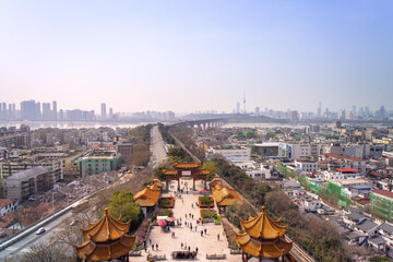 Climb the Yellow Crane Tower and overlook the urban landscape of Wuhan. Yellow Crane Tower Park is a famous historical and cultural attraction, Wuhan.