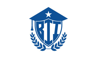BII three letter iconic academic logo design vector template. monogram, abstract, school, college, university, graduation cap symbol logo, shield, model, institute, educational, coaching canter, tech