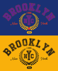 Vintage typography college league New York City state slogan print for graphic tee t shirt or sweatshirt - Vector