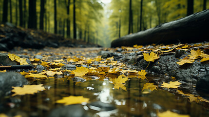 Fototapeta premium autumn leaves in the forest