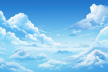 Blue background with clouds.
