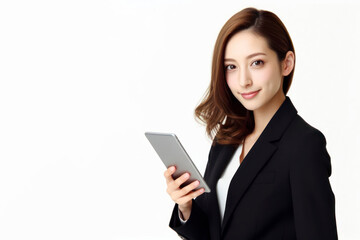 Fototapeta premium Business woman isolated on white background. ai generative