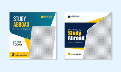 Study abroad social media post design template