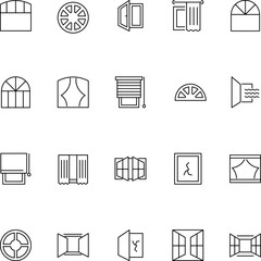 Window Vector Icons Collection. Suitable for books, stores, shops. Editable stroke in minimalistic outline style. Symbol for design