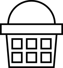 Shopping Basket Vector Symbol for Adverts. Suitable for books, stores, shops. Editable stroke in minimalistic outline style. Symbol for design