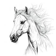 Minimalistic Horse Line Art Vector SVG Coloring