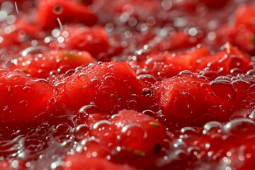 watermelon jam texture, red macro background, fruit jam, macro photo, watermelon - obrazy, fototapety, plakaty