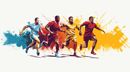 resilience and sportsmanship in a vector art piece showcasing players overcoming challenges, supporting teammates
