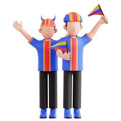 3D Illustration of Enthusiastic Fans Celebrating in Stadium