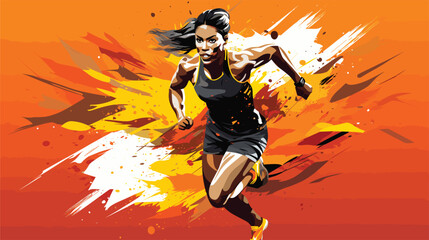 determination of a woman during high-intensity interval training (HIIT) in a vector art piece featuring explosive and dynamic exercises.