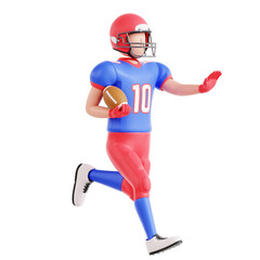 3D Illustration of Running Play with Player Evading Opponents
