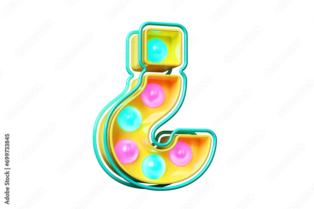Aufkleber 1990s light bulb marquee in the shape of question mark character. high quality 3d rendering.