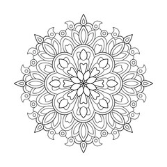 Elegant Simple Mandala Flower Design coloring book vector file