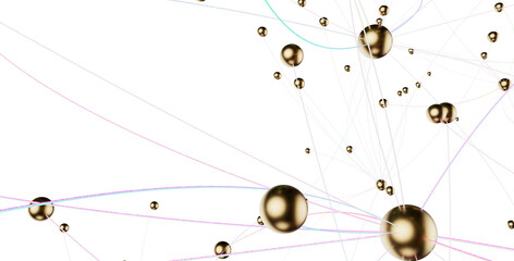 Motion of digital data flow. Communication and technology network concept with moving lines and dots