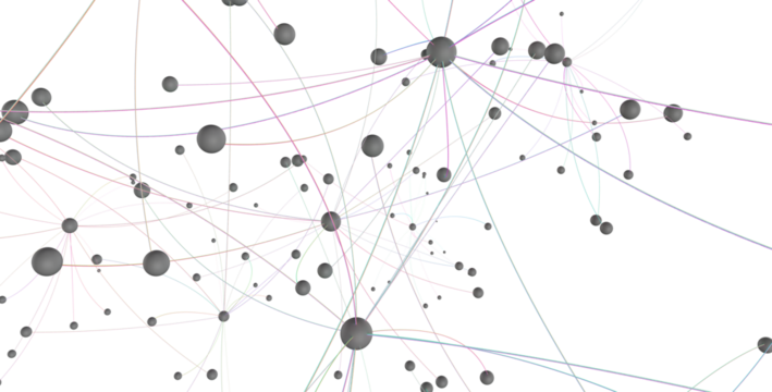 Motion of digital data flow. Communication and technology network concept with moving lines and dots