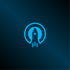 A Letter Rocket Logo. Letter A with rocket launch symbol. Negative Space Logo Vector Illustration. creative monogram A logo.