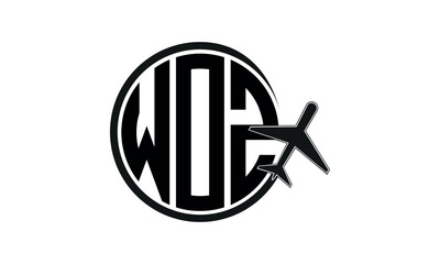 WOZ three initial letter circle tour & travel agency logo design vector template. hajj umrah agency, abstract, wordmark, business, monogram, minimalist, brand, company, flat, tourism agency, tourist © Fahim