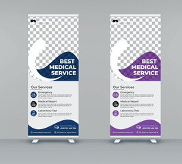 health care Medical roll up banner template design