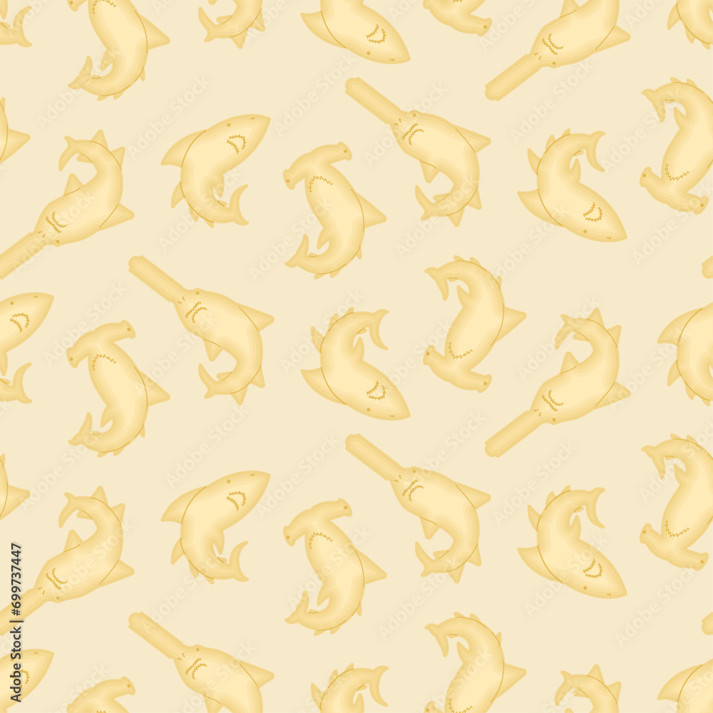 Poster shark cracker shape pattern seamless. fish shaped cookies background