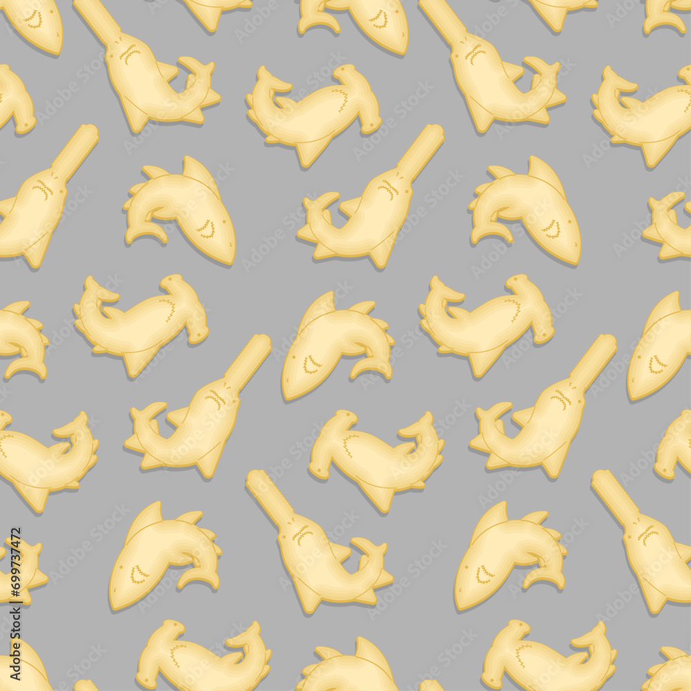 Aufkleber shark cracker shape pattern seamless. fish shaped cookies background
