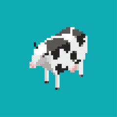 Cow pixel art. 8 bit farm animal. pixelated