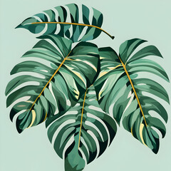 pattern with leaves illustration,  ai generative