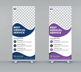 health care Medical roll up banner template design