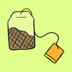 tea bag. Concept isolated. Flat cartoon style vector - obrazy, fototapety, plakaty