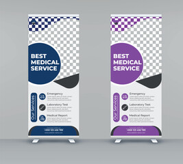 health care Medical roll up banner template design