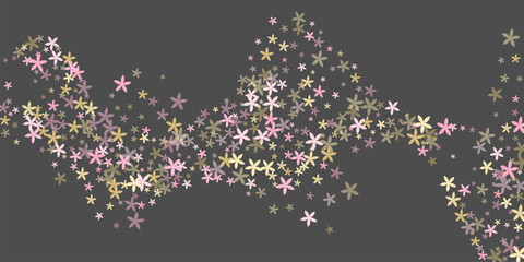 Phlox stylized flowers vector design. Cute garden floral elements scattered. Hinamatsuri Girl's Day motif. Childish flowers Phlox abstract bloom. Striped petals.