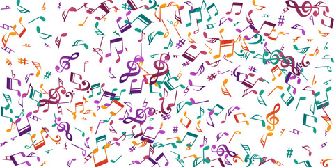 Music notes flying vector design. Song notation