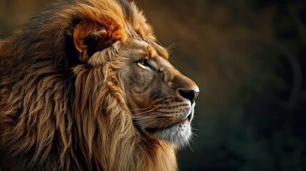 Naklejka premium Majestic Lion staring, motivational quote inspirational male grind post, Stoicism stoic hard men mentality philosophy philosopher, copy space for quotation text