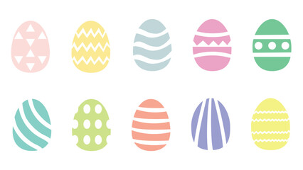 Set of colour easter eggs flat design on white background. Vector illustration